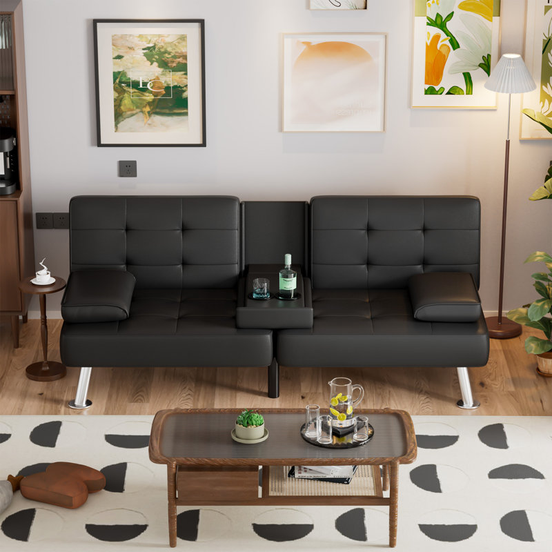 Abbigale 65.8'' Faux Leather Reclining Sleeper Sofa