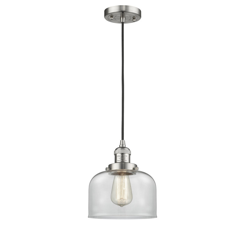 Witherington 1 - Light Single Pendant, Clear, 8.88" H x 7.75" W x 7.75" D, Brushed Satin Nickel