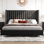 Lit plateforme tapissier noir Addesyn