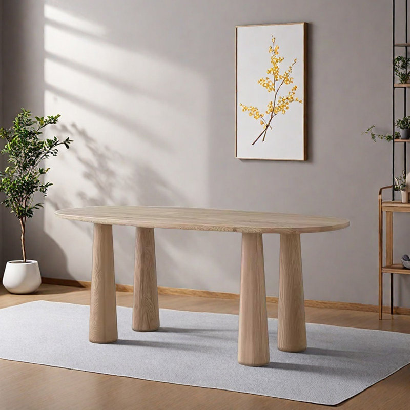 Oval Durable Ash Wood Multi-functional Table, Light Brown, 29.52"H x 55.11"L x 27.55"W