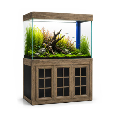  Aquarium d'eau douce 135 gallons avec armoire en aluminium - Système de réservoir de poissons tout-en-un avec filtration de puisard intégrée