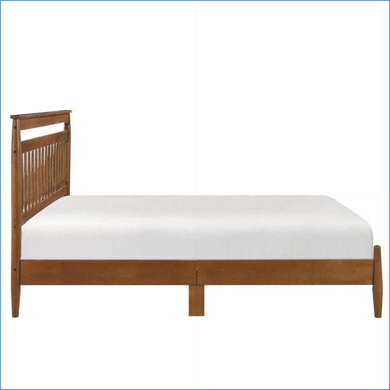 Structure de lit plateforme en bois pleine grandeur - Finition châtaignier, aucun sommier nécessaire, livré dans une boîte pour la chambre à coucher