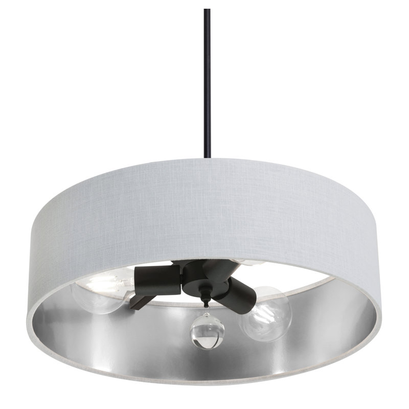 Luminaire suspendu Woodvale - 18 po, Blanc / argent, Noir