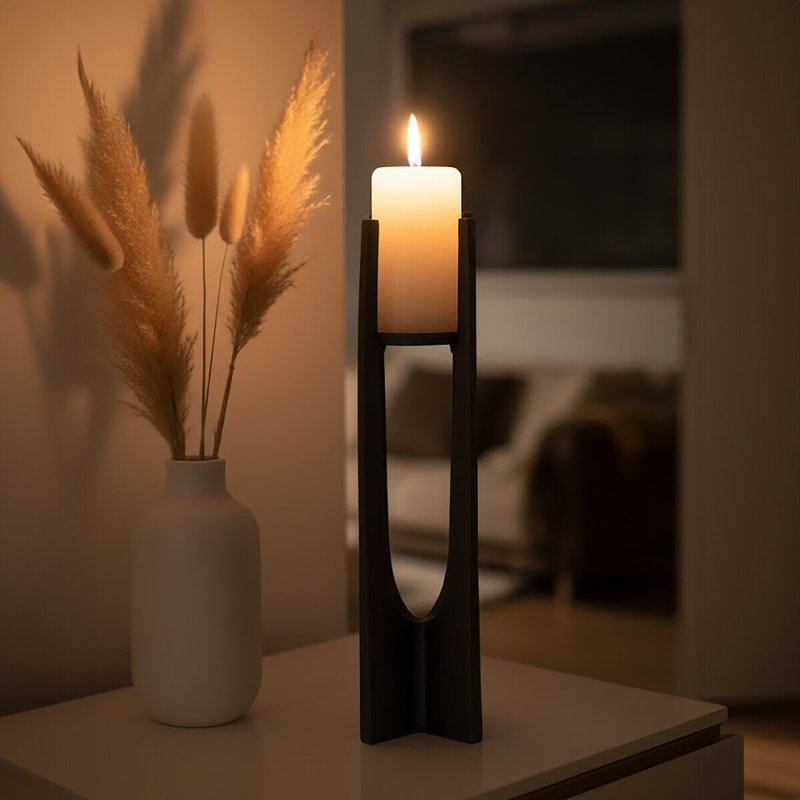 Kamakou Metal Tabletop Tealight Holder, 40cm H x 12cm W x 12cm D, Grey