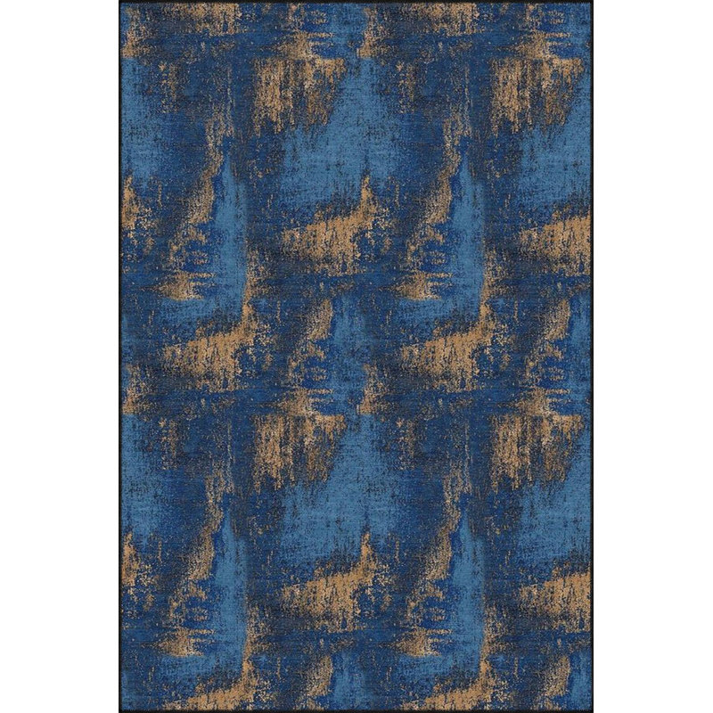 Tapis bleu tissé lavable à la machine, Rectangle 2 pi 4 po x 3 pi 11 po