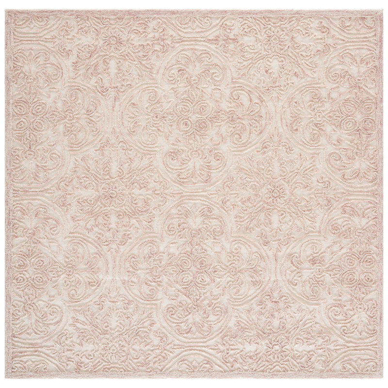 Abdihafid Trace 101 Area Rug In Ivory / Pink, Square 6' 