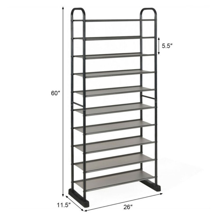 Two Rows Versatile Hooks 28-32 Pairs Shoe Rack Rebrilliant