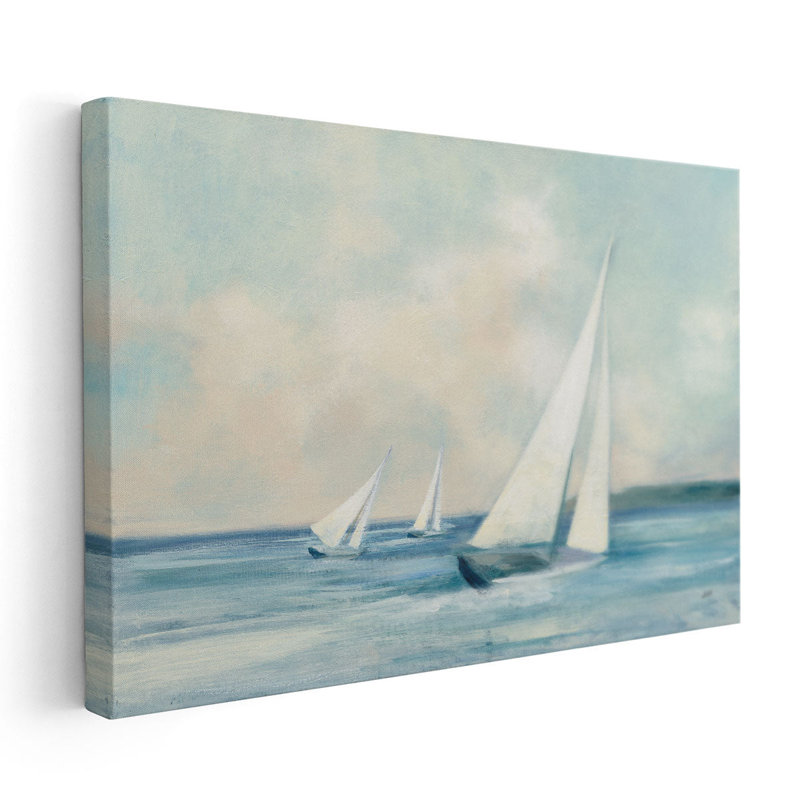 Voiliers au lever du soleil - reproduction d'art sur toile, H 20 po x l 30 po