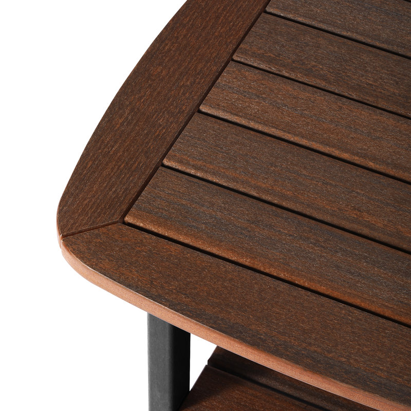 Table d'appoint carrée 21 po, noire, Plateau brun foncé / base noire