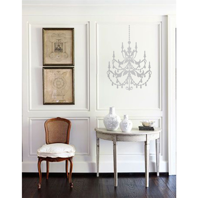 Décalcomanie murale lustre française, H 24 po x l 16 po x P 0,01 po, Argent
