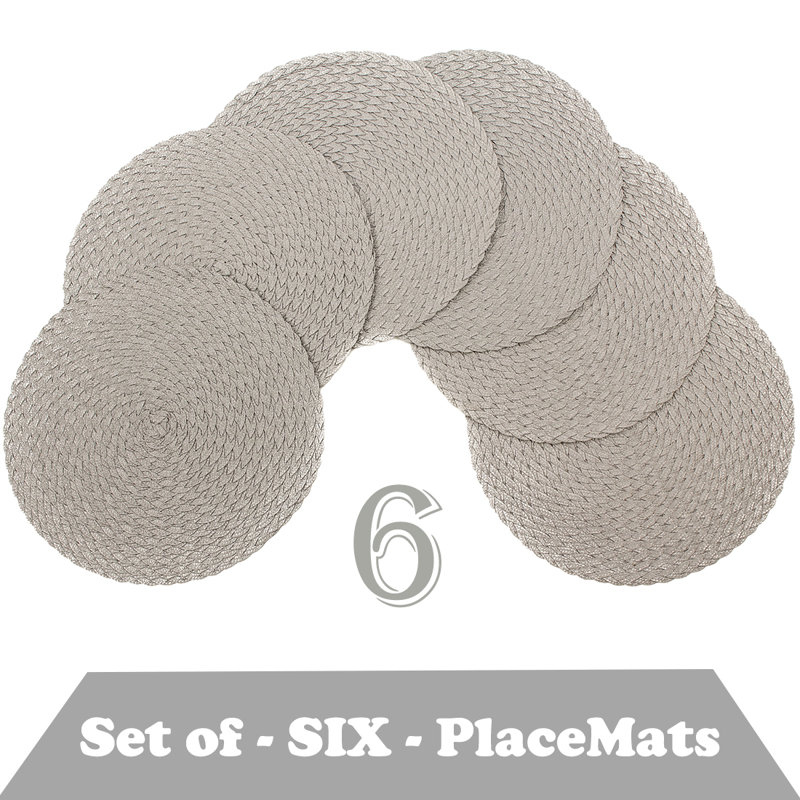 Ensemble de 6 napperons antidérapants Daisy, Argent argent
