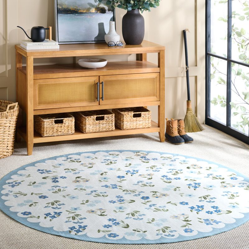 Msrw 198 Performance Machine Washable Floral Rug, Round 6'