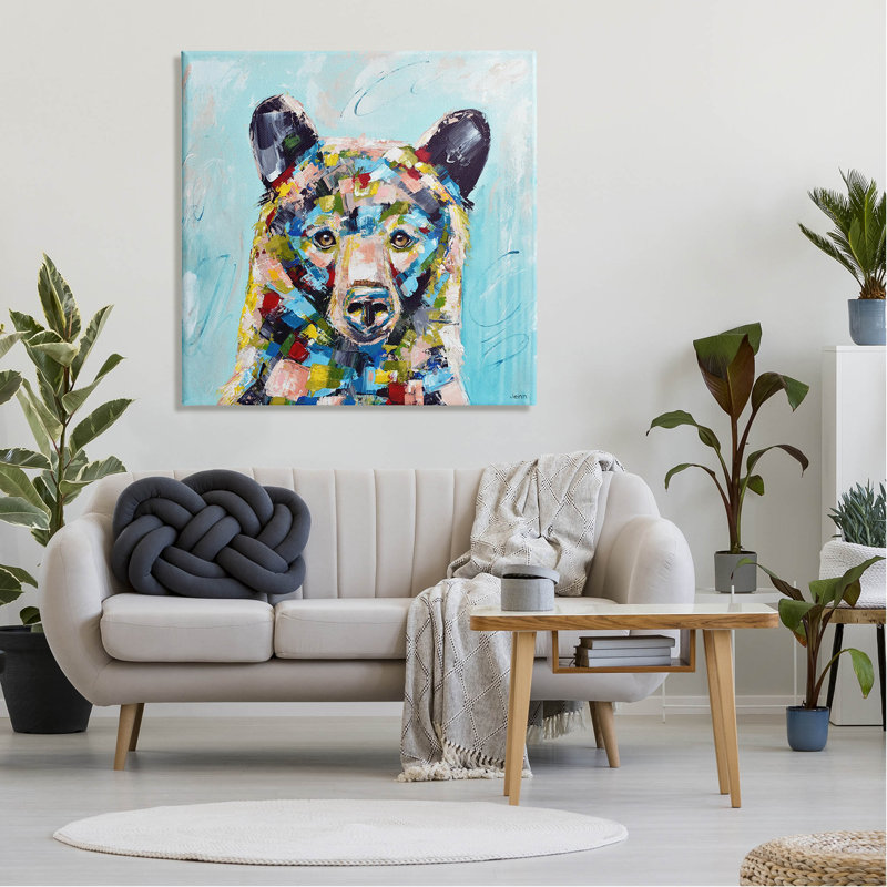 «Blue Toned Modern Bear», art mural par Jen Seeley, H 36 po x l 36 po x P 1,5 po