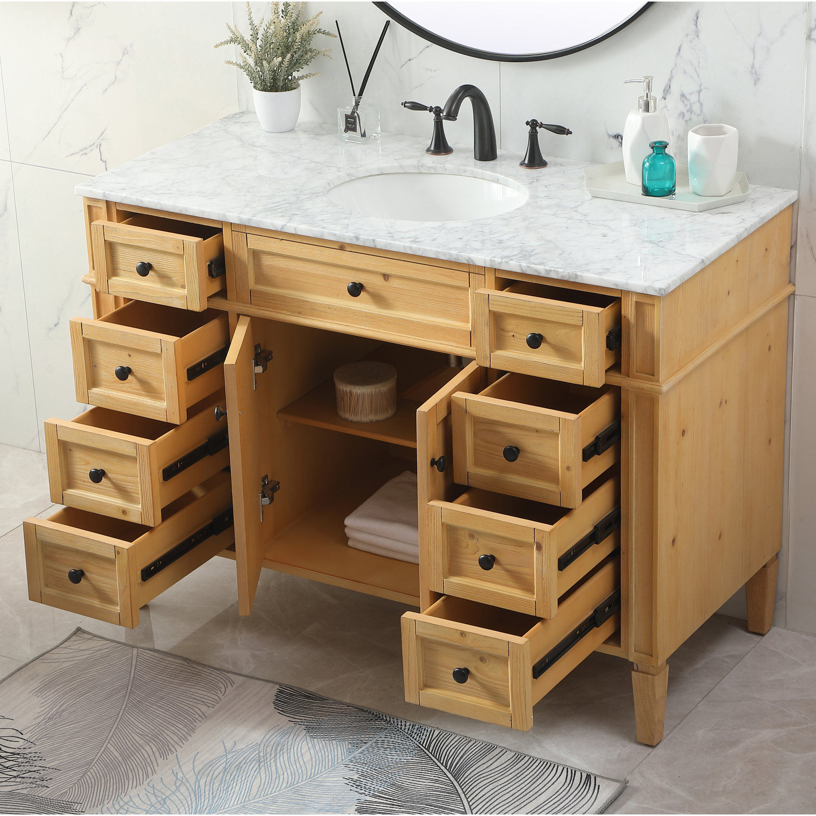 Rivers 48'' Single Bathroom Vanity, Natural Wood