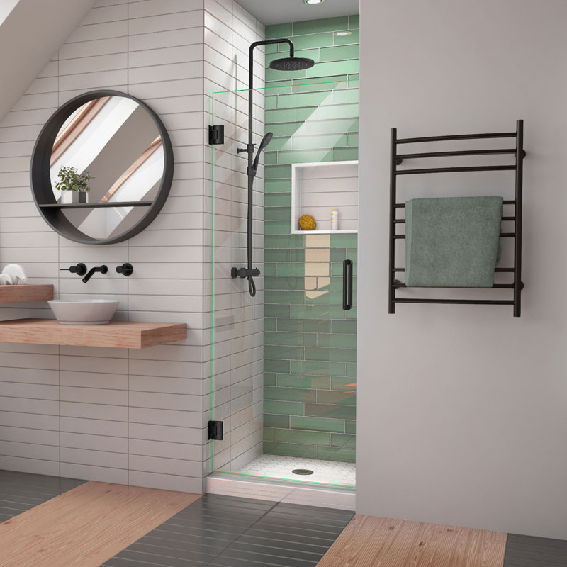DreamLine Unidoor-LS 30 inch W x 72 inch H Frameless Hinged Shower Door in Matte Black, Matte Black, 30"