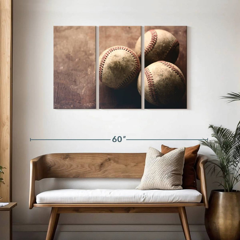 Trio de baseball Sireci, H 28 po x l 45 po