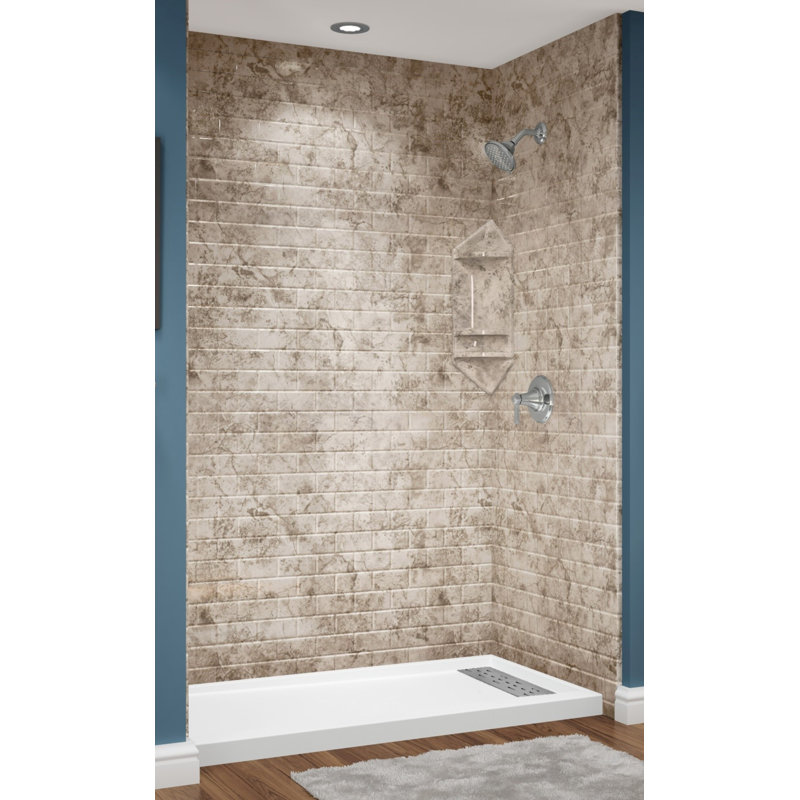 Système de douche en alcôve acrylique Subway Tile RidgeStone l 60 po x P 32 po x H 96 po