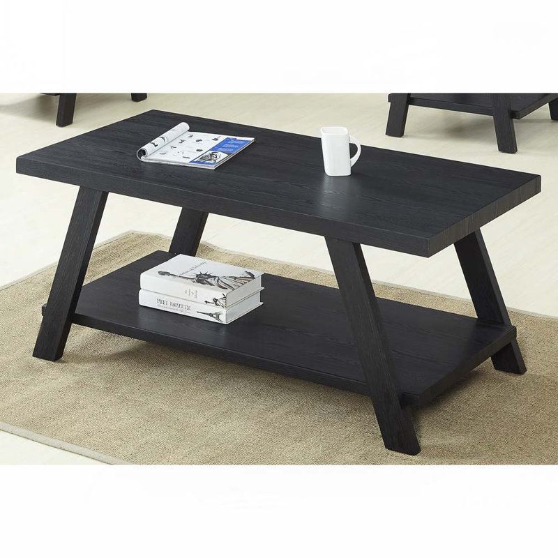 Table basse avec plateau ouvert Athens, Noir, Noir