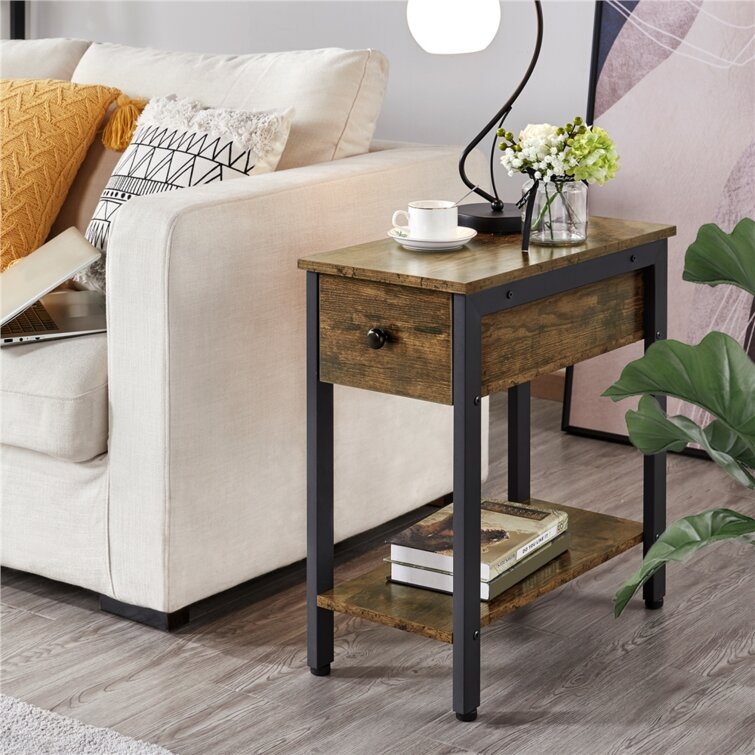Featherstone Narrow 2 Tier Side Table with Storage