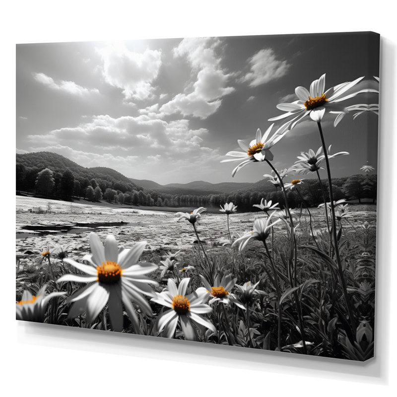 Champ de fleurs bronze pré - impression, Toile tendue, H 34 po x l 44 po x P 1,5 po