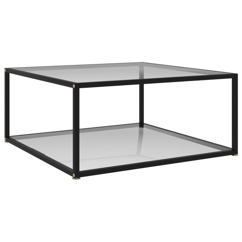 Frame Single Coffee Table, Transparent/Black, Transparent, 13.8" H x 31.5" L x 31.5" W