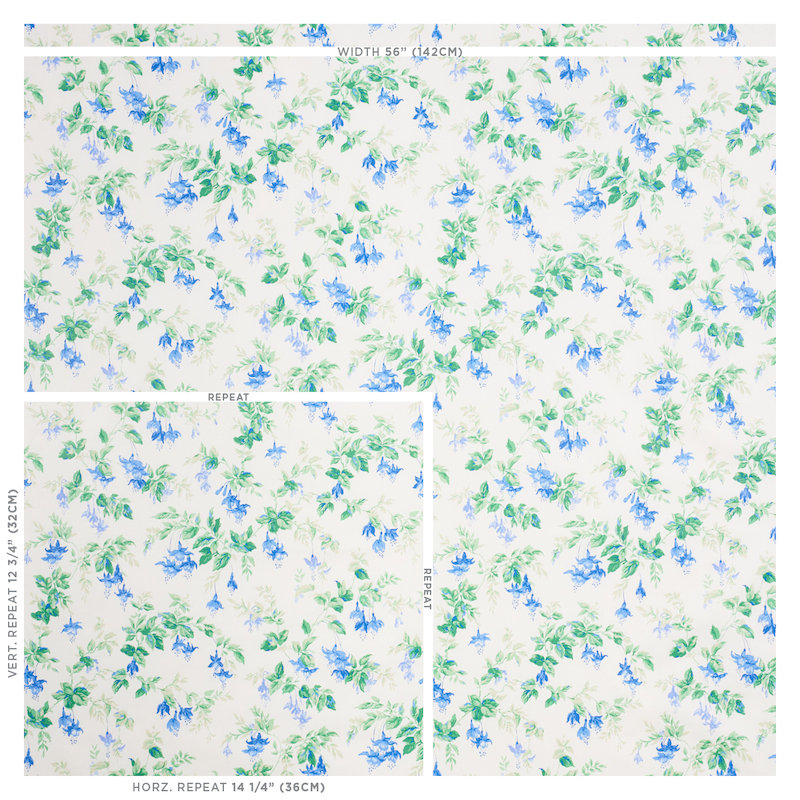 Garden Gate Chintz Fabric, Cobalt