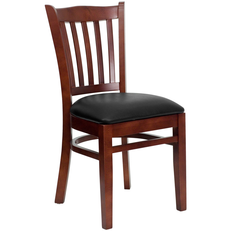 Prompton Vertical Slat Back Wooden Restaurant Chair, Black, Mahogany