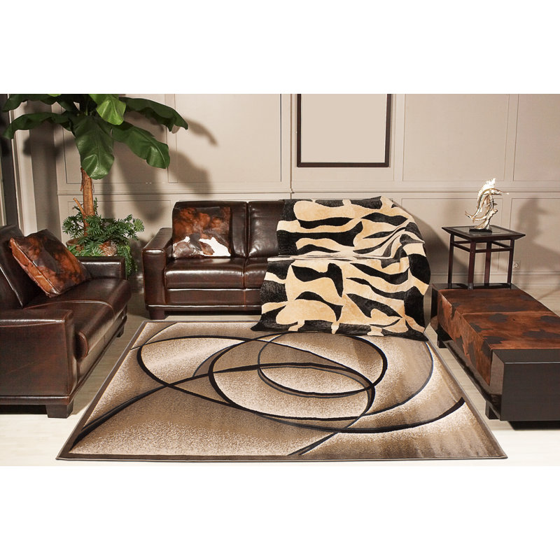Tapis abstrait beige Dacian, 5 pi x 8 pi