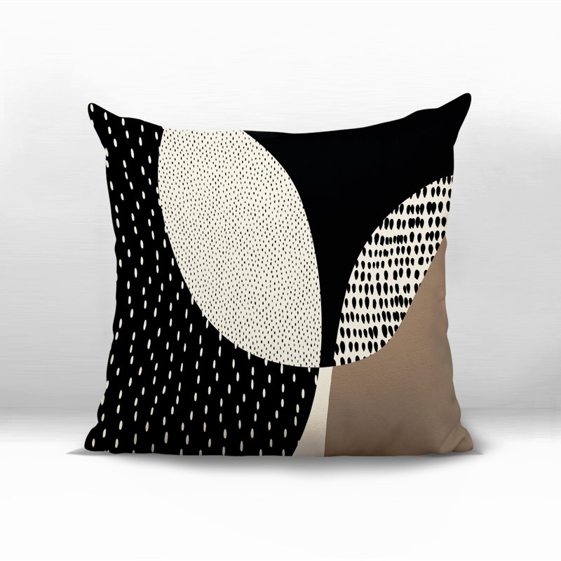 Coussin carré intérieur / extérieur pia, H 15 po x l 15 po, Beige / noir / blanc cassé