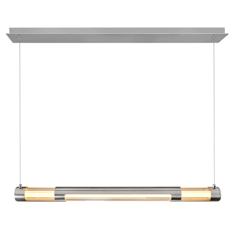 Lustre linéaire intégré 36 pouces à DEL - Luminaire suspendu moderne pour îlot de cuisine ou salle à manger, Nickel satiné