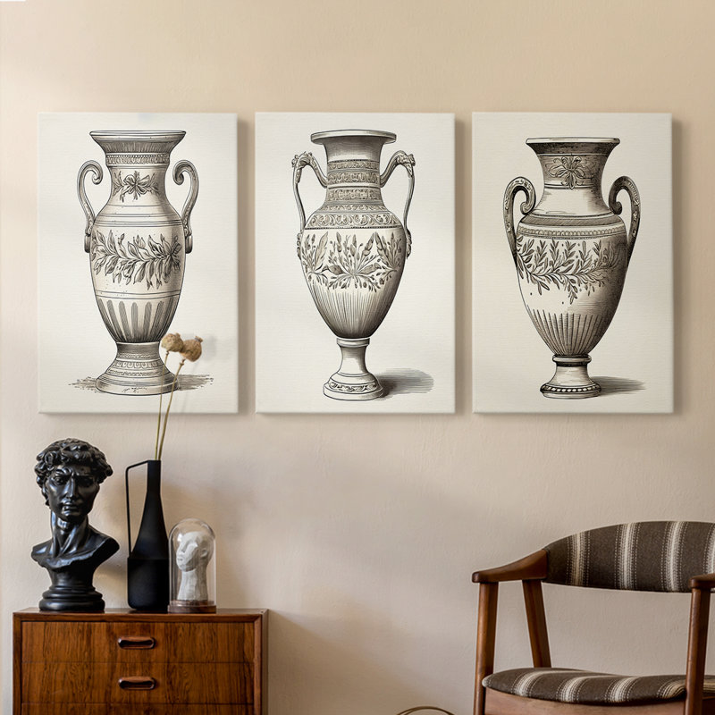 Série abstraite CVII - Ensemble de toiles tendues avec châssis Premium - Prêt à être accroché, H 27 po x l 18 po x P 1,536 po
