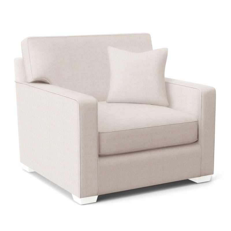 Gramercy Park Upholstered Accent Chair, White Sugar Performance, Frost White Finish