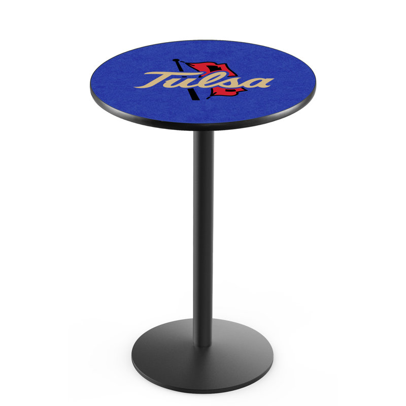 Round Metal Base Dining Table, Black Wrinkle, University of Tulsa