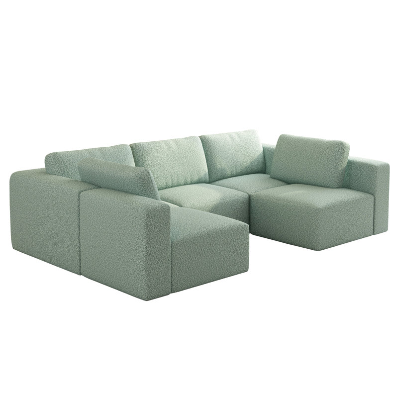 Canapé-lit modulaire avec méridienne. Convertible en forme de U. Ressort en mousse à mémoire de forme compressée pour plus de confort. Installation simple. Canapé modulaire en forme. Et printemps. Non requis. Look élégant
