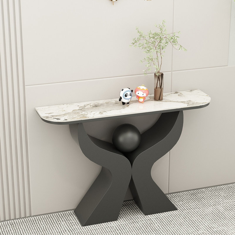 Console de style moderne en pierre frittée, H 31,5 po x l 55 po x P 11,8 po, Noir