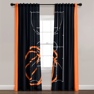 Lush Decor Basketball Game Room Darkening Curtain Panels Pair Drapes (Set of 2)