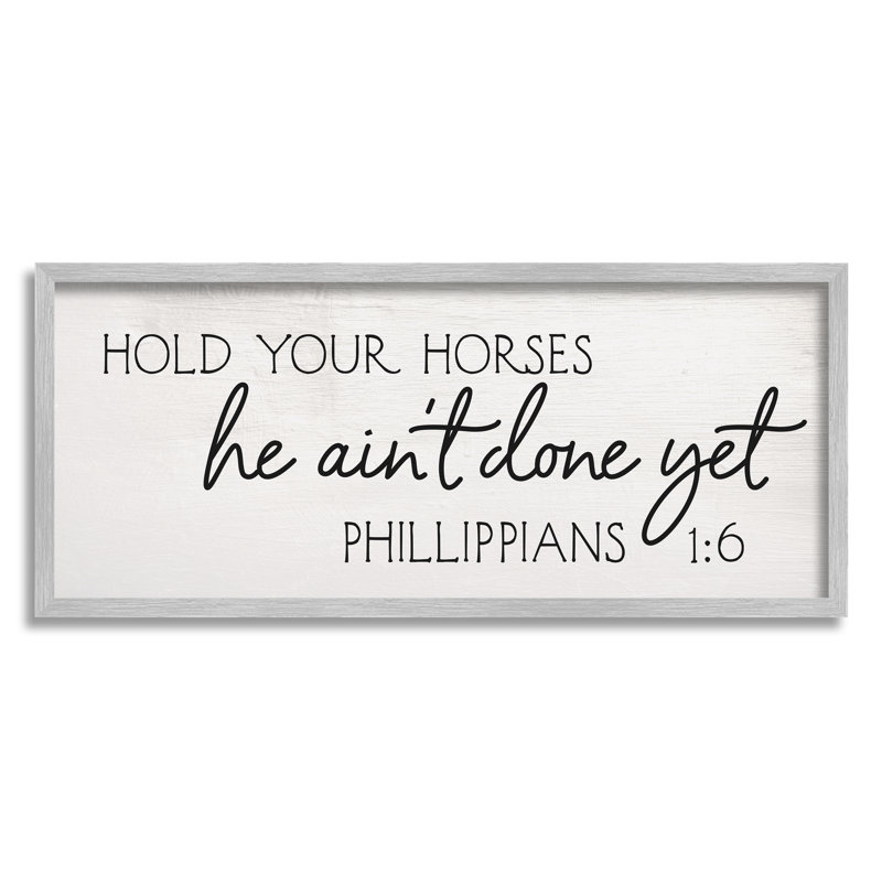 «Hold Your Horses Philippians» 1: 6, interprétation noire, estampe numérique de Daphne Polselli, H 10 po x l 24 po x P 1,5 po