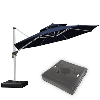 12' Round Cantilever Umbrella With Base,Navy