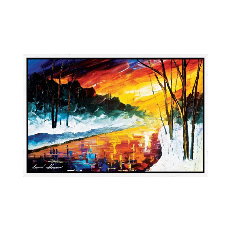 Winter Emotion by Leonid Afremov - Painting on Canvas, 66.04 cm H x 45.72 cm W, White Framed Canvas