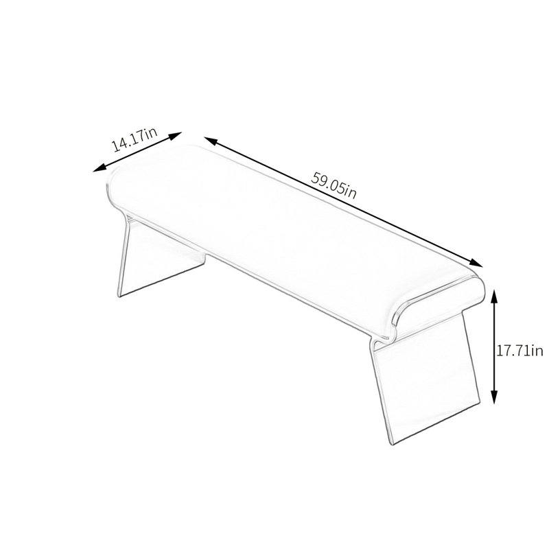 Banc rembourré en microfibre de cuir, H 17,71 po x l 59,05 po x P 14,17 po