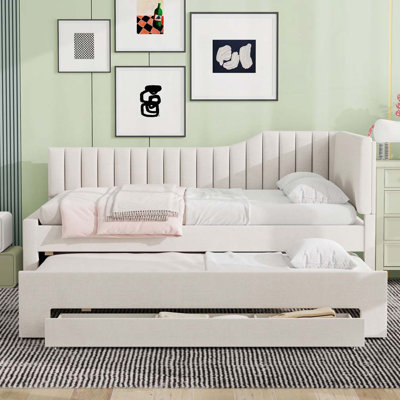 3-Drawers Upholstered Daybed with Trundle