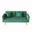 Un canapé-lit de 69,7 pouces de long recouvert de velours vert, doté d'une garniture cloutée et d'un coussin décoratif assorti