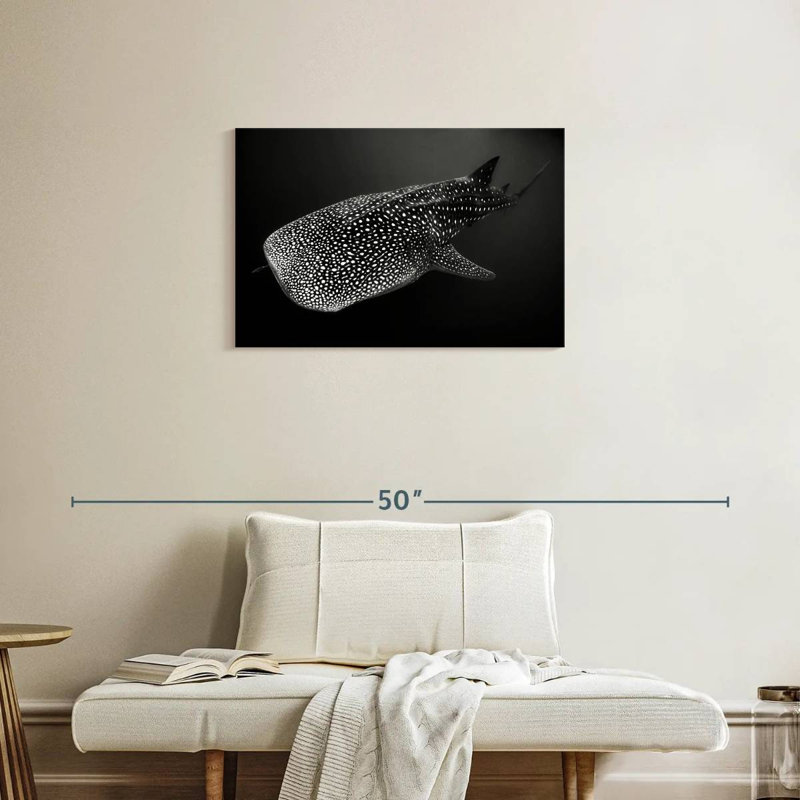 Monochrome Spotted Whale Shark, 20" H x 30" W