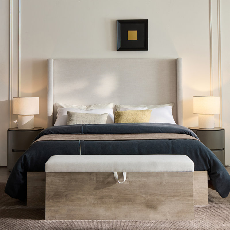 Upholstered Wingback Bed
