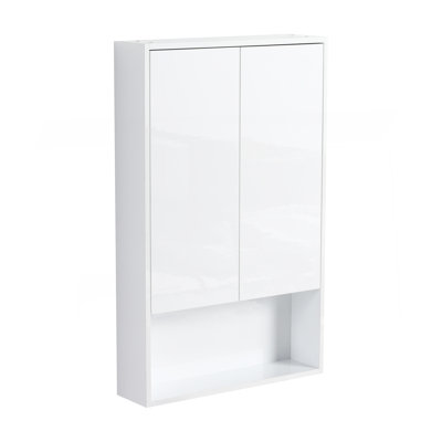 24" Bathroom Wall Cabinet, Soft Close Doors, Float Mounting Design,Glossy White,(KD-Packing)