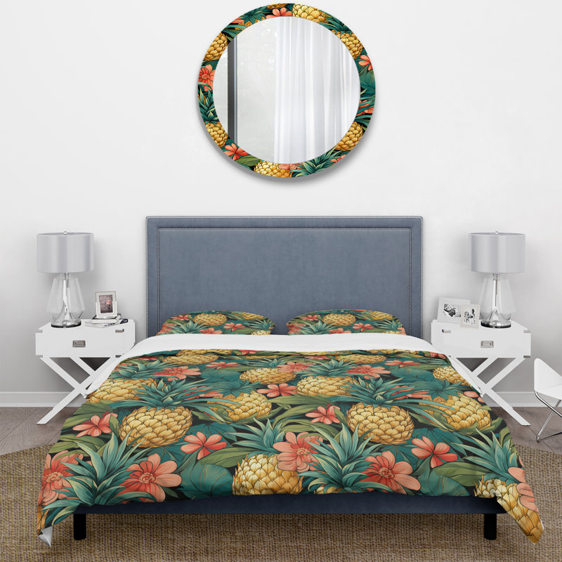 Ensemble de housse de couette Pineapple Delight, Housse de couette pour grand lit et 2 taies décor
