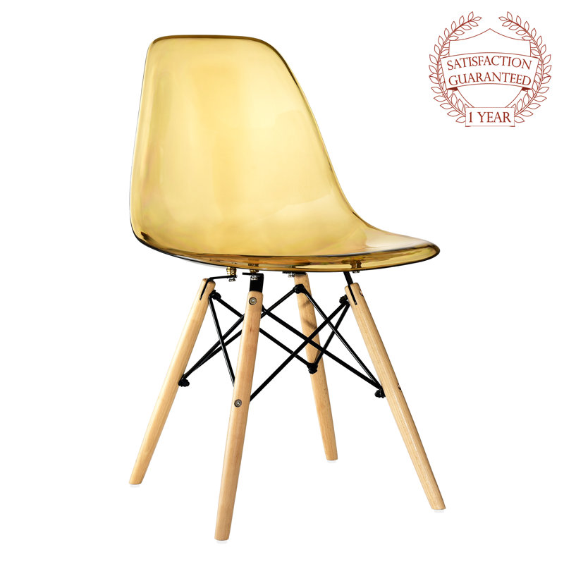 Mid Country Modern Molded Shell Designer Assemble Plastic Chair Side No Arms Wheels Armless Wooden Eiffel for Dining Room Bedroom Kitchen