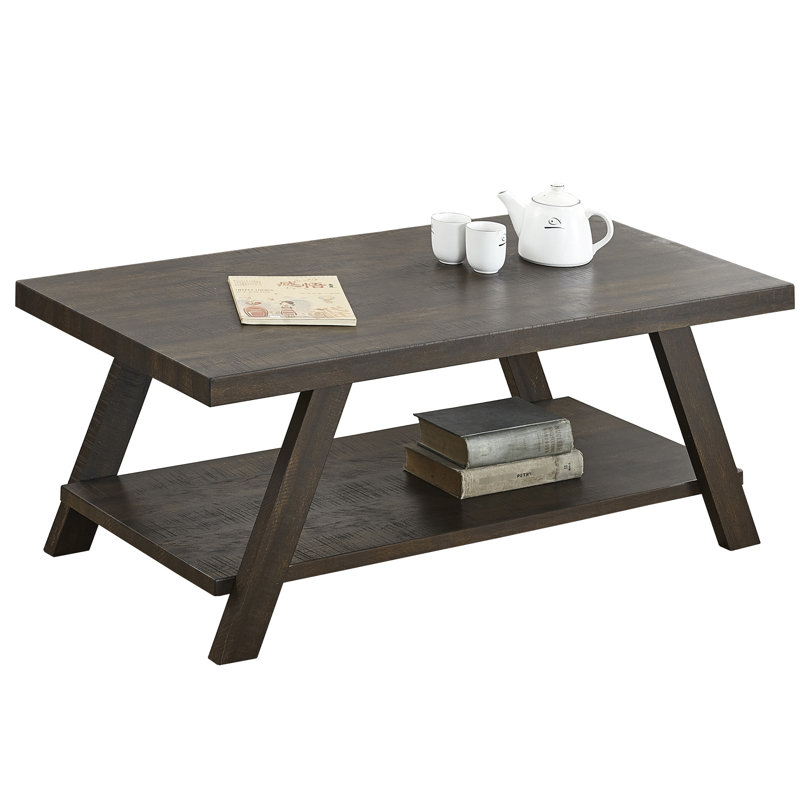Weathered Coffee Table Featuring Splayed Legs And Under-Table Storage - 44Lb Construction -Colored Rectangular With Underneath Build Quality
