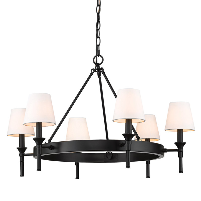 Liskeard 6 - Light Dimmable Empire Chandelier, Modern White Shade