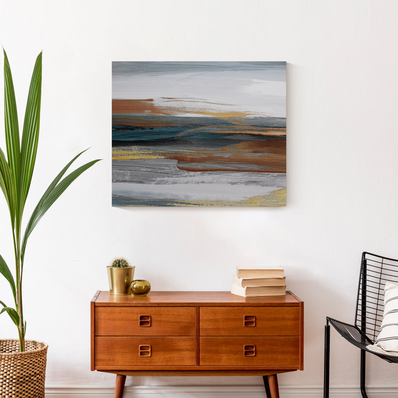 Impression sur toile marine et rouille, H 20 po x l 24 po